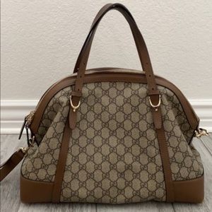 GG Supreme Monogram Small Nice Top Handle Dome Bag Maple Brown